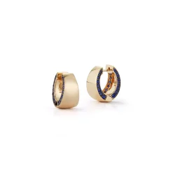LYTTON 18K HOOPS WITH BLUE SAPPHIRE EDGE