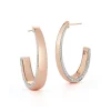 LYTTON 18K LONG HOOP WITH DIAMOND EDGE HALF BACK EARRING