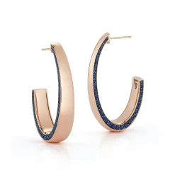 LYTTON 18K LONG HOOP WITH SAPPHIRE EDGE
