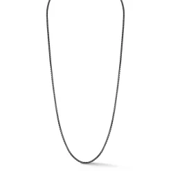 MEN'S STERLING SILVER AND BLACK RHODIUM BOX CHAIN NECKLACE