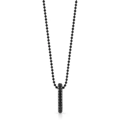 MEN'S STERLING SILVER AND BLACK RHODIUM BALL CHAIN NECKLACE