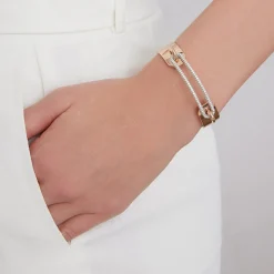 MORRELL 18K GOLD CUFF BRACELET WITH ELONGATED DIAMOND LINK