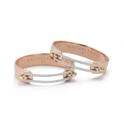 MORRELL 18K GOLD CUFF BRACELET WITH ELONGATED DIAMOND LINK