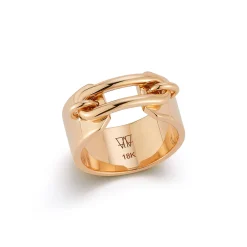 MORRELL 18K GOLD ELONGATED OVAL LINK CUFF RING
