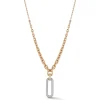 MORRELL 18K GOLD GRADUATED LINK NECKLACE WITH HANGING ELONGATED DIAMOND LINK