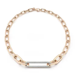 MORRELL 18K GOLD GRADUATING CHAIN NECKLACE WITH ELONGATED DIAMOND LINK
