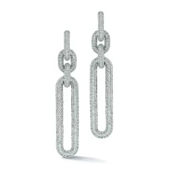 MORRELL 18K WHITE GOLD AND ALL DIAMOND DROP EARRINGS