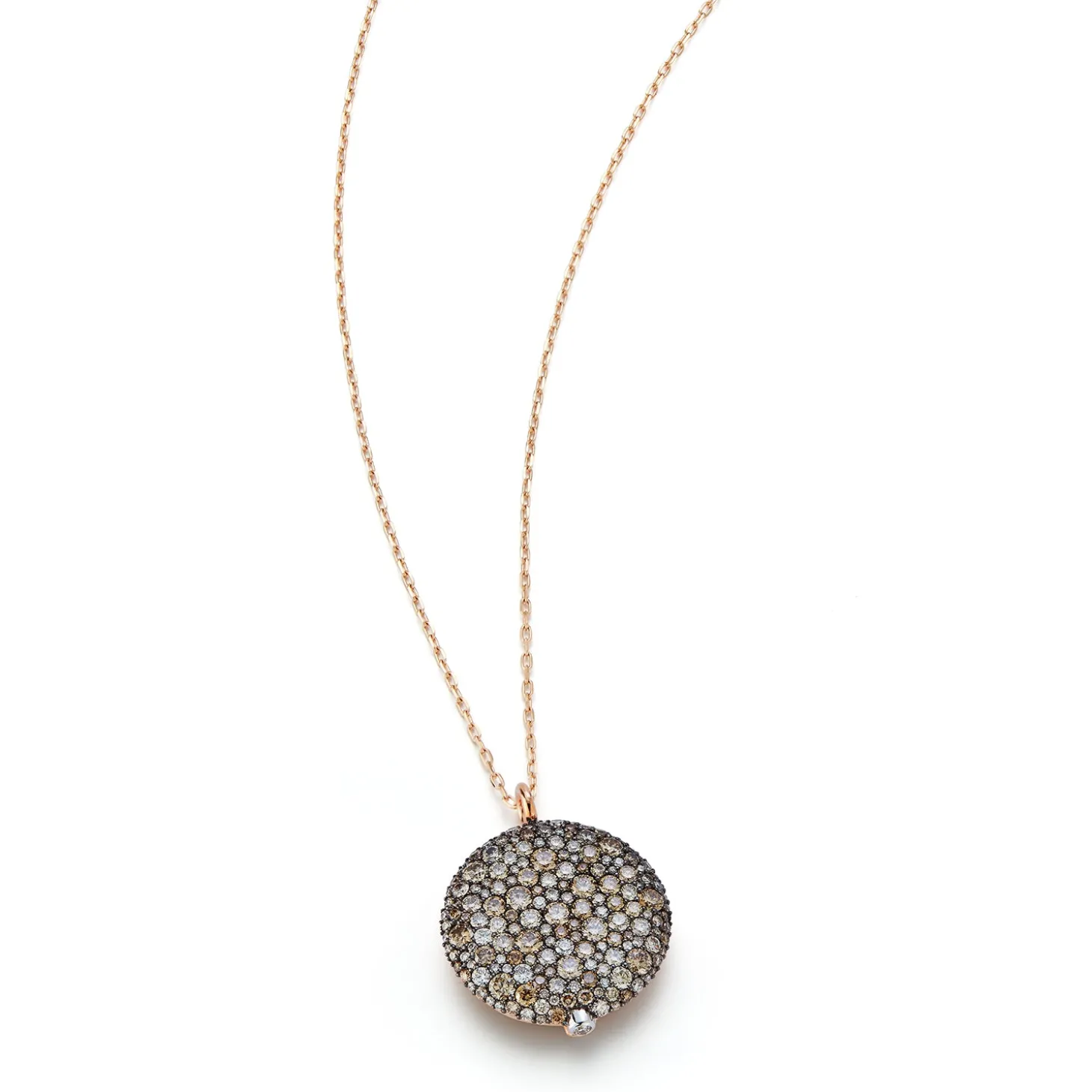 OC X WF 18K LARGE CHAMPAGNE DIAMOND PEBBLE LOCKET