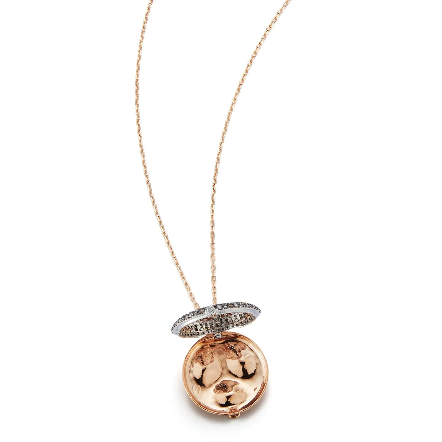 OC X WF 18K LARGE CHAMPAGNE DIAMOND PEBBLE LOCKET
