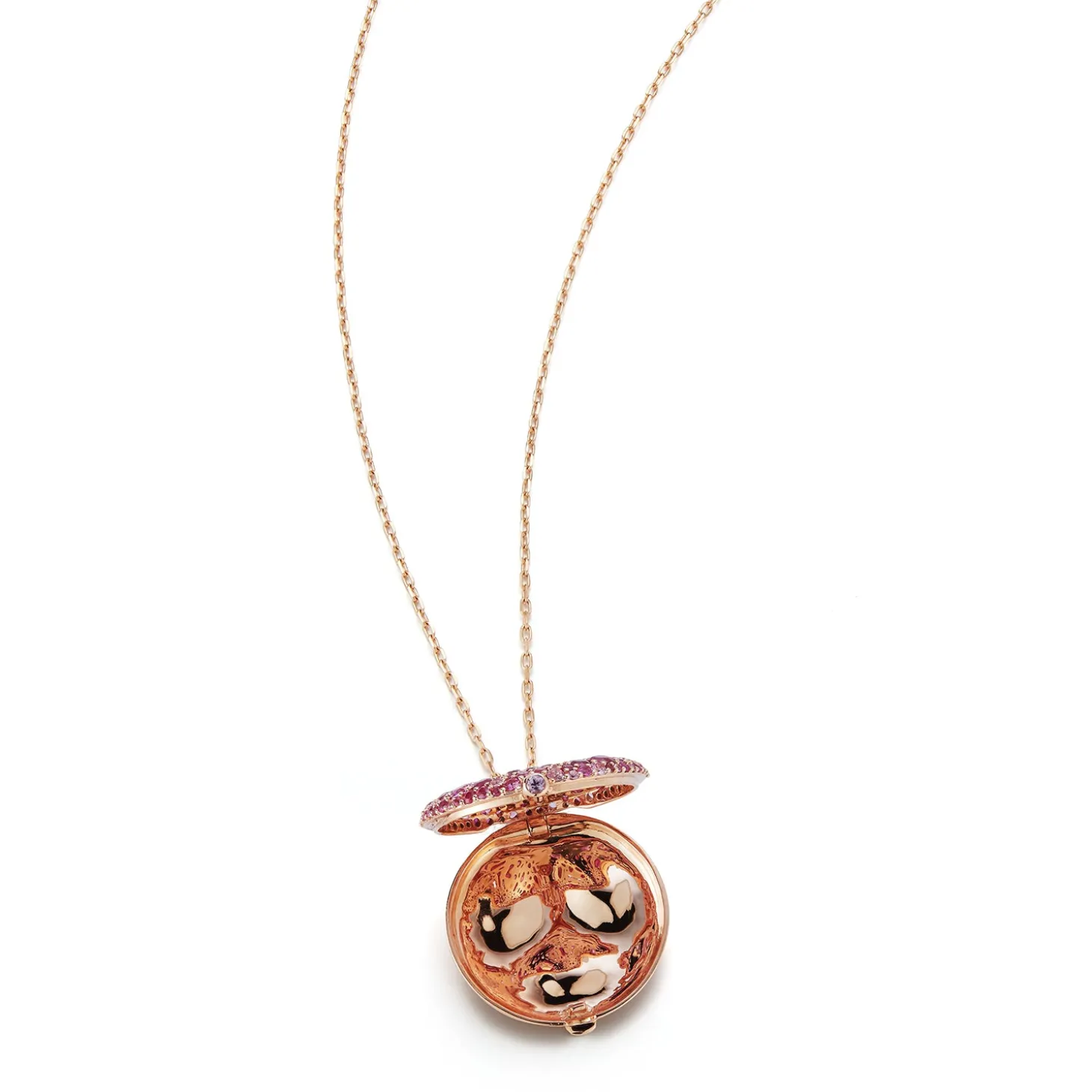 OC X WF 18K LARGE PINK SAPPHIRE PEBBLE LOCKET