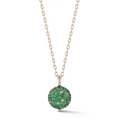 OC X WF 18K MEDIUM GREEN EMERALD AND TSAVORITE PEBBLE LOCKET