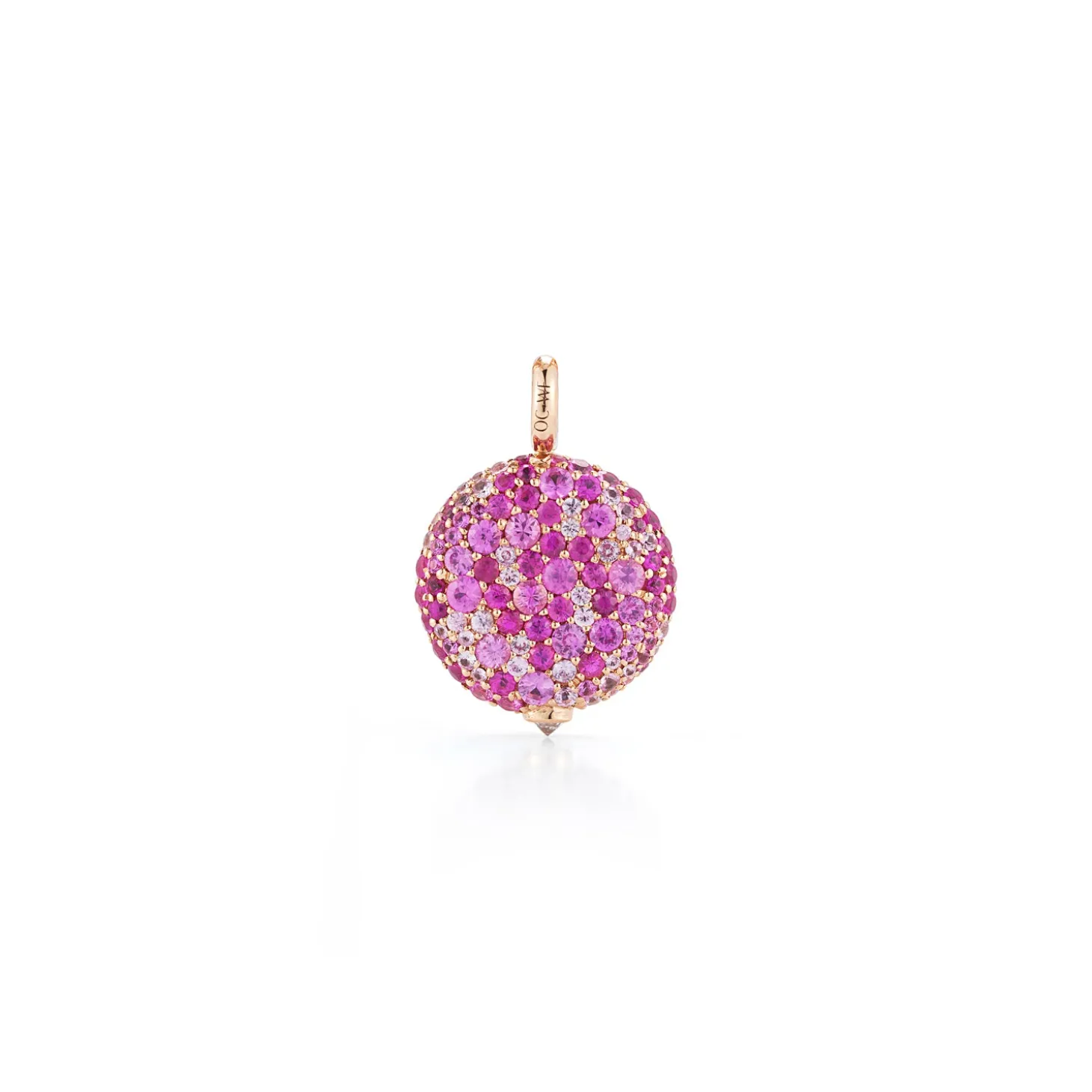 OC X WF 18K MEDIUM PINK SAPPHIRE PEBBLE LOCKET