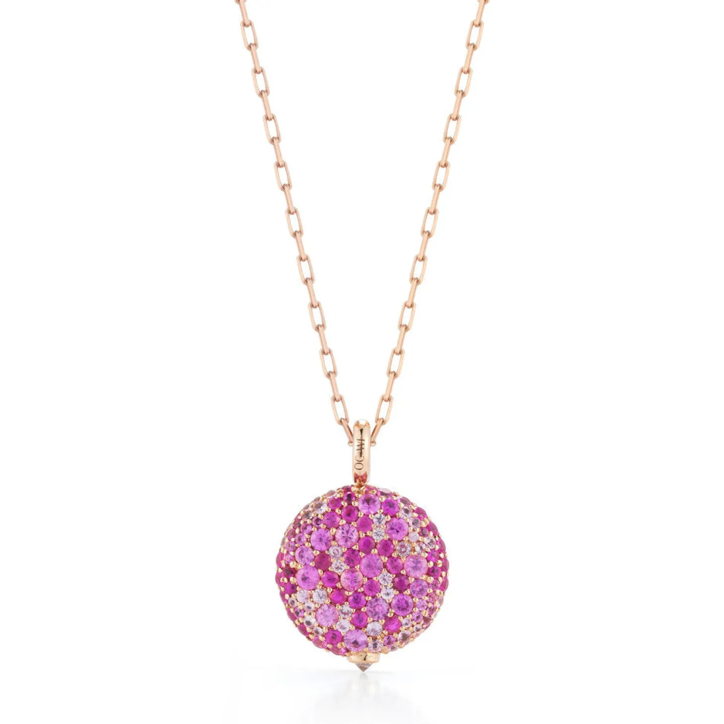 OC X WF 18K MEDIUM PINK SAPPHIRE PEBBLE LOCKET