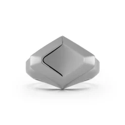 QUENTIN STERLING SILVER AND BLACK RHODIUM FACETED HEXAGON SIGNET RING