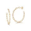 SAXON 1.75" 18K GOLD CHAIN LINK HOOP EARRING