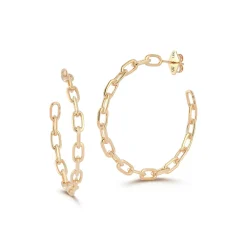 SAXON 1.75" 18K GOLD CHAIN LINK HOOP EARRING