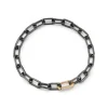 SAXON BLACK RHODIUM LINK BRACELET WITH 18K ROSE GOLD ELONGATED SPRING LOADED CLASP