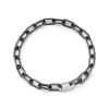 SAXON BLACK RHODIUM LINK BRACELET WITH ELONGATED STERLING SILVER SPRING LOADED CLASP