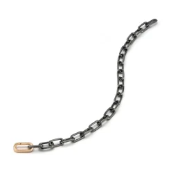 SAXON BLACK RHODIUM LINK BRACELET WITH 18K ROSE GOLD ELONGATED SPRING LOADED CLASP