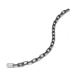 SAXON BLACK RHODIUM LINK BRACELET WITH ELONGATED STERLING SILVER SPRING LOADED CLASP