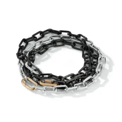 SAXON BLACK RHODIUM LINK BRACELET WITH 18K ROSE GOLD ELONGATED SPRING LOADED CLASP