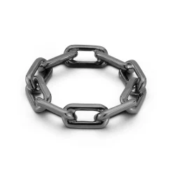 SAXON GUNMETAL STERLING SILVER CHAIN LINK RING