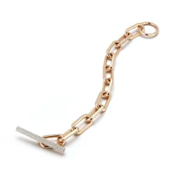 SAXON JUMBO 18K CHAIN LINK DIAMOND TOGGLE BRACELET