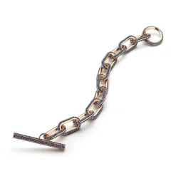 SAXON JUMBO 18K CHAIN LINK ALL BLUE SAPPHIRE TOGGLE BRACELET