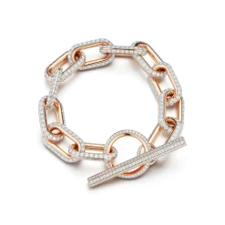 SAXON JUMBO 18K CHAIN LINK ALL DIAMOND TOGGLE BRACELET