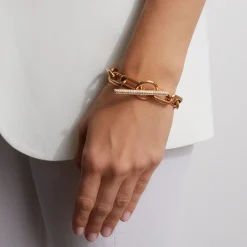 SAXON JUMBO 18K CHAIN LINK DIAMOND TOGGLE BRACELET