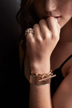 SAXON JUMBO 18K CHAIN LINK DIAMOND TOGGLE BRACELET