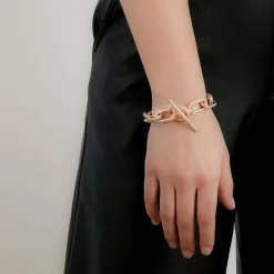 SAXON JUMBO 18K CHAIN LINK ALL DIAMOND TOGGLE BRACELET