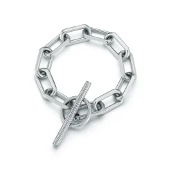 SAXON JUMBO 18K CHAIN LINK DIAMOND TOGGLE BRACELET