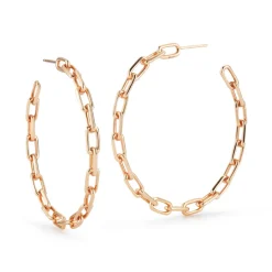 SAXON 18K 2" CHAIN LINK HOOP EARRINGS