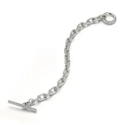 SAXON 18K ALL DIAMOND CHAIN LINK TOGGLE BRACELET