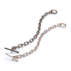 SAXON 18K ALL DIAMOND CHAIN LINK TOGGLE BRACELET