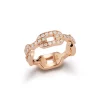 SAXON 18K ALL DIAMOND FLAT CHAIN LINK RING