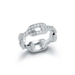 SAXON 18K ALL DIAMOND FLAT CHAIN LINK RING