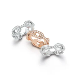 SAXON 18K ALL DIAMOND FLAT CHAIN LINK RING