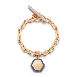 SAXON 18K DIAMOND TOGGLE CHAIN LINK BRACELET