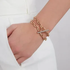 SAXON 18K DOUBLE WRAP CHAIN LINK u0026 DIAMOND BAR TOGGLE BRACELET