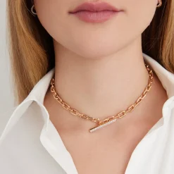 SAXON 18K DOUBLE WRAP CHAIN LINK u0026 DIAMOND BAR TOGGLE BRACELET