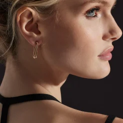 SAXON 18K ELONGATED SINGLE CHAIN LINK EARRING