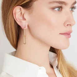 SAXON 18K GOLD 2 DROP ELONGATED LINK EARRING