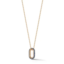 SAXON 18K GOLD ALL BLUE SAPPHIRE MINI SINGLE LINK NECKLACE