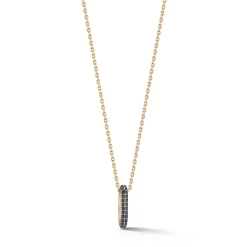 SAXON 18K GOLD ALL BLUE SAPPHIRE MINI SINGLE LINK NECKLACE