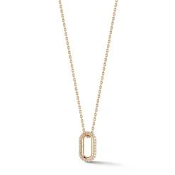 SAXON 18K GOLD ALL DIAMOND MINI SINGLE LINK NECKLACE