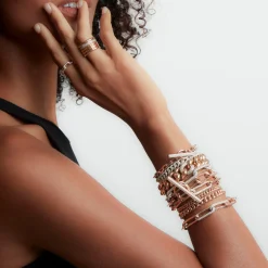SAXON 18K GOLD ALL DIAMOND ELONGATED CHAIN LINK BRACELET