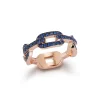 SAXON 18K GOLD AND ALL BLUE SAPPHIRE FLAT CHAIN LINK RING