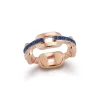 SAXON 18K GOLD AND BLUE SAPPHIRE BAR FLAT CHAIN LINK RING